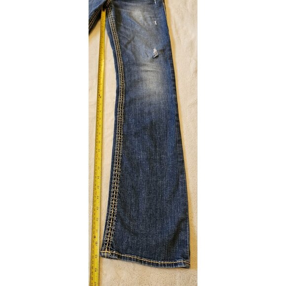 True Religion Jeans Women 29 Straight Leg Low Rise Denim Thick Stitch 29Wx33L - Picture 9 of 14